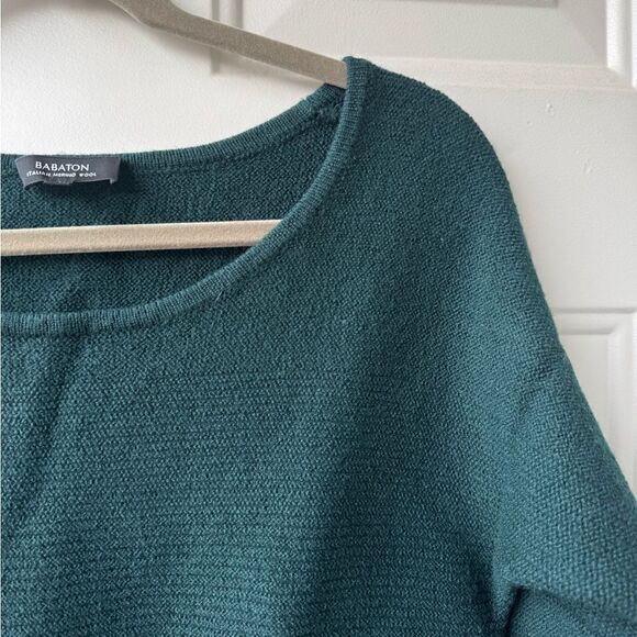 Aritzia Babaton Italian Merino Wool Longsleeve Sweater Pullover Sz S Dark Green - Picture 7 of 7